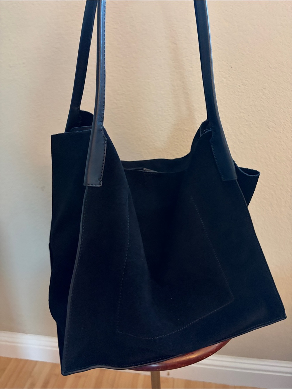 JCREW | Berkeley Large Oversized Black Suede Tote Bag - Picture 4 of 10